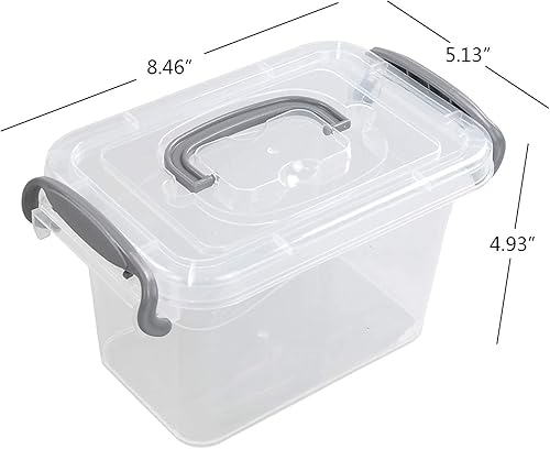 Miniatura 2 de Caja de almacenamiento de plástico de 1.8 L, paquete de 6 contenedores de almacenamiento transparentes con tapas