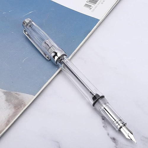 Miniatura 6 de Hztyyier Pluma estilográfica de gran capacidad, bolígrafo de metal transparente para escribir negocios, 0.020 in, punta fina, bolígrafo de gel,