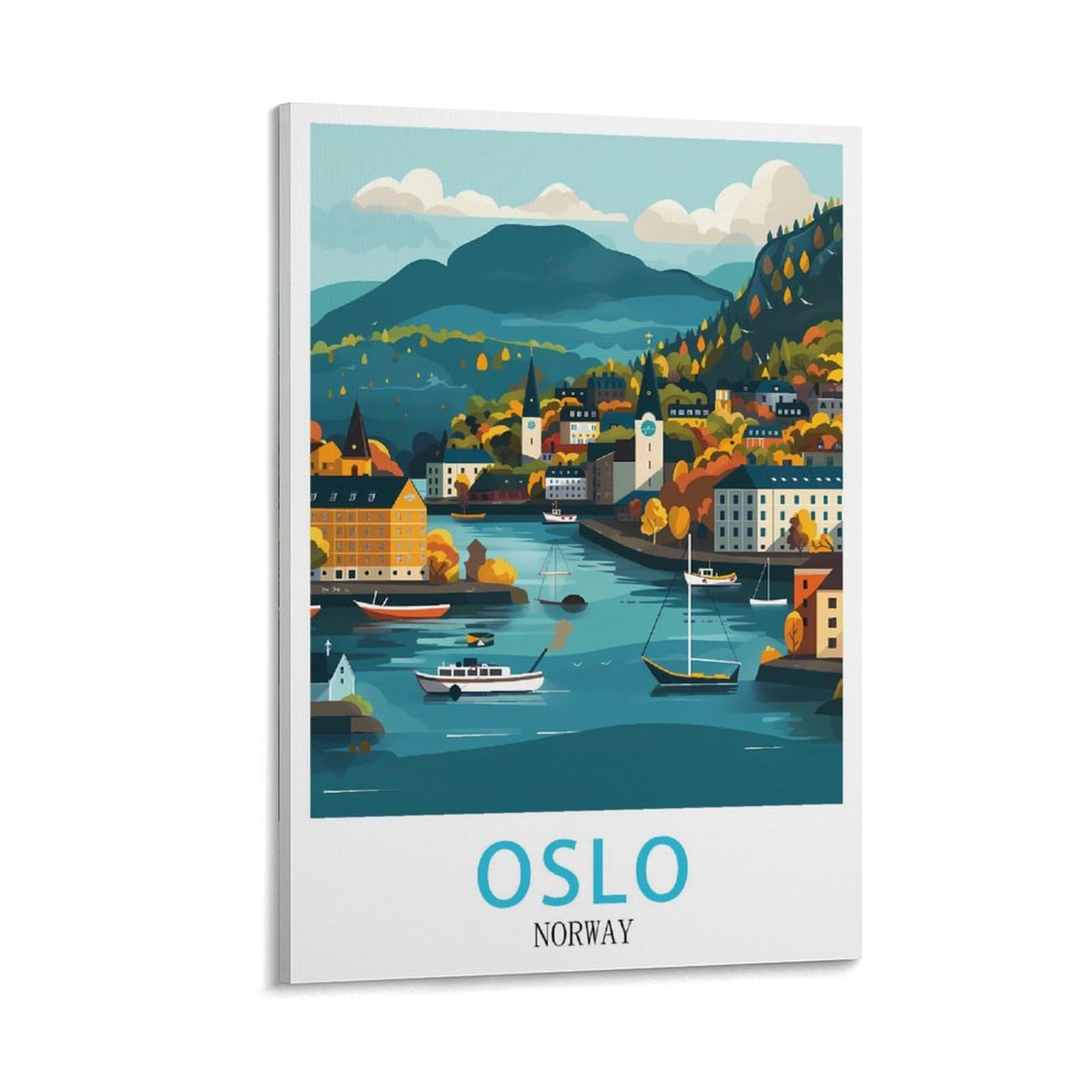FUUDANG Oslo Norway Vintage Travel Poster 12x18inch(30x45cm) Canvas Art Poster And Wall Art Picture Print Modern Family Bedroom Decor Posters