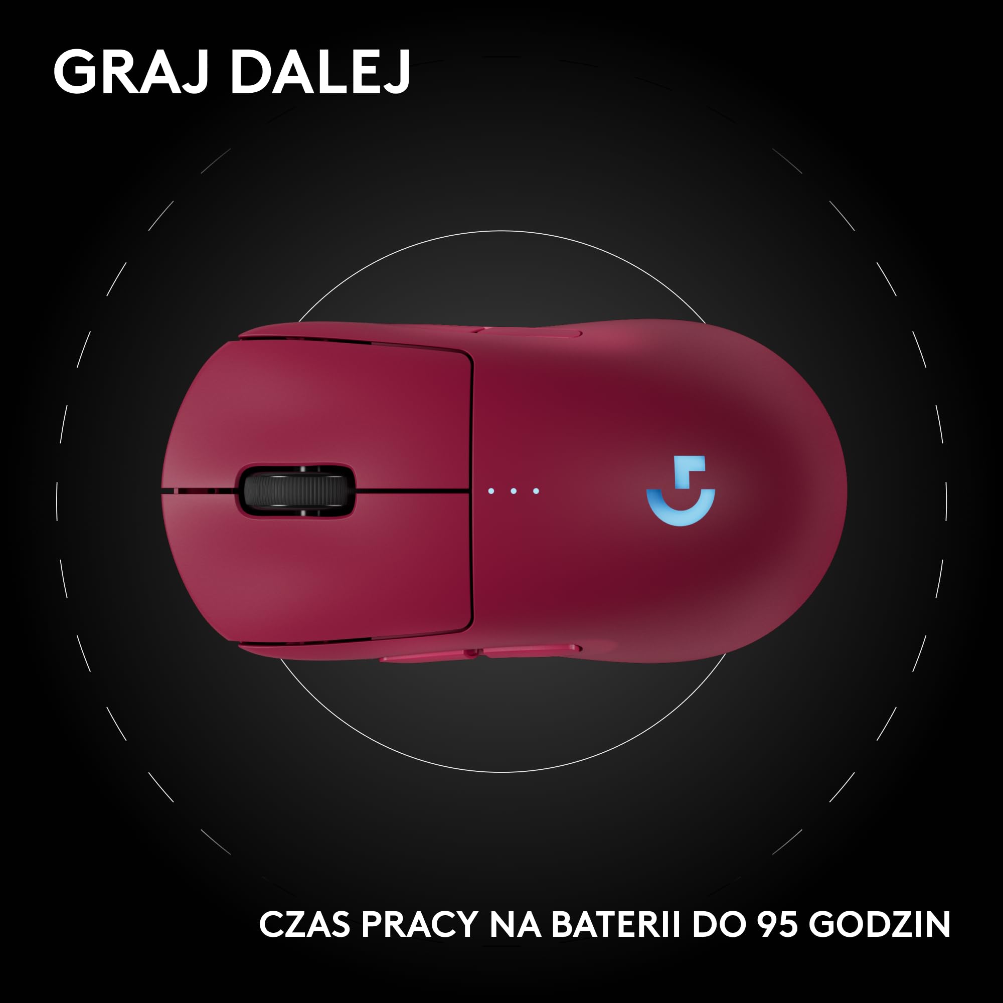 Bezprzewodowa mysz do gier PRO 2 LIGHTSPEED, do 4 konfigurowalnych i przełączanych magnetycznych przycisków bocznych, ładowanie przez USB-C, czujnik 32k DPI do komputerów PC/Mac