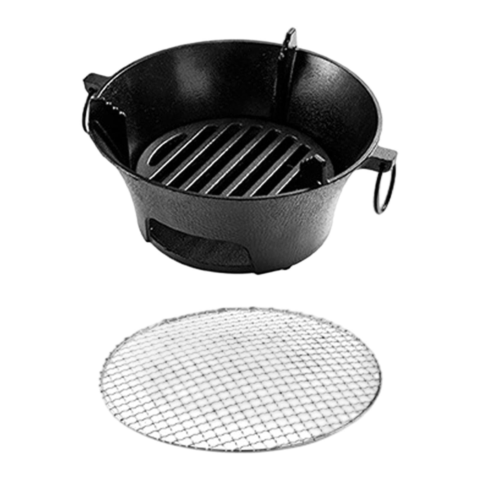 Colcolo Griglia Hibachi a Carbone, fornello da Campeggio in ghisa con griglia a Rete, Mini Barbecue a Carbone per Escursionismo