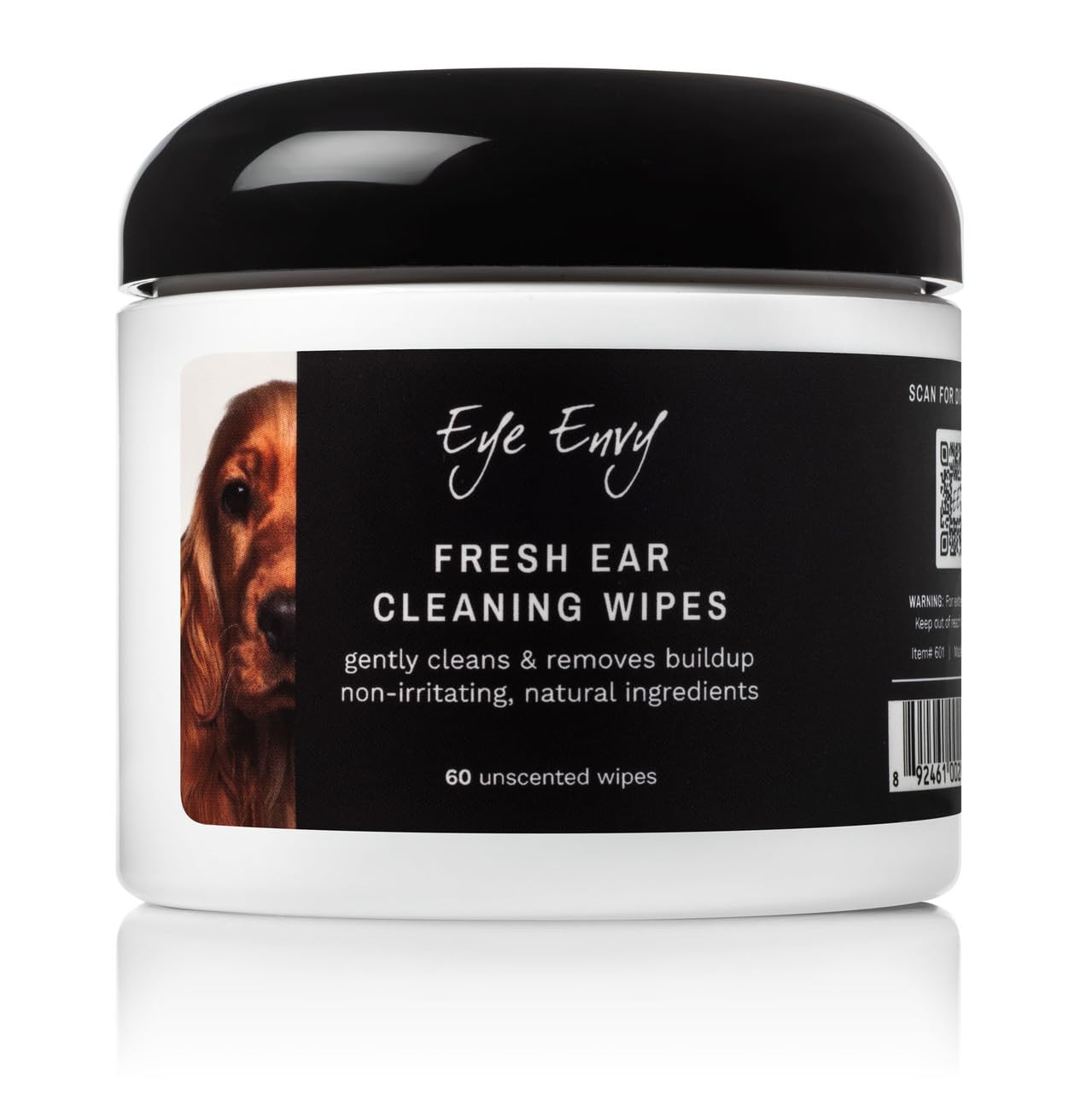 Eye Envy Fresh Ear Cleaning Wipes for Dogs. Made in the USA from Natural Ingredients. Unscented. Prevents Infections. Safe and Non-Irritating. Removes Dirt, Debris, and Wax buildup. 60 Count.