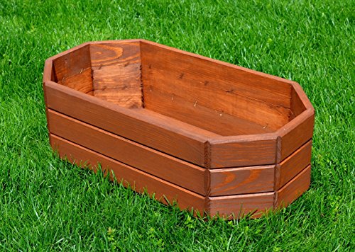 FKL DESIGN Home Deco NEU Pflanzkasten aus Holz TOP Pflanzkübel Garten Terrasse fertig montiert D19 Dunkelbraun (Länge 47 cm)