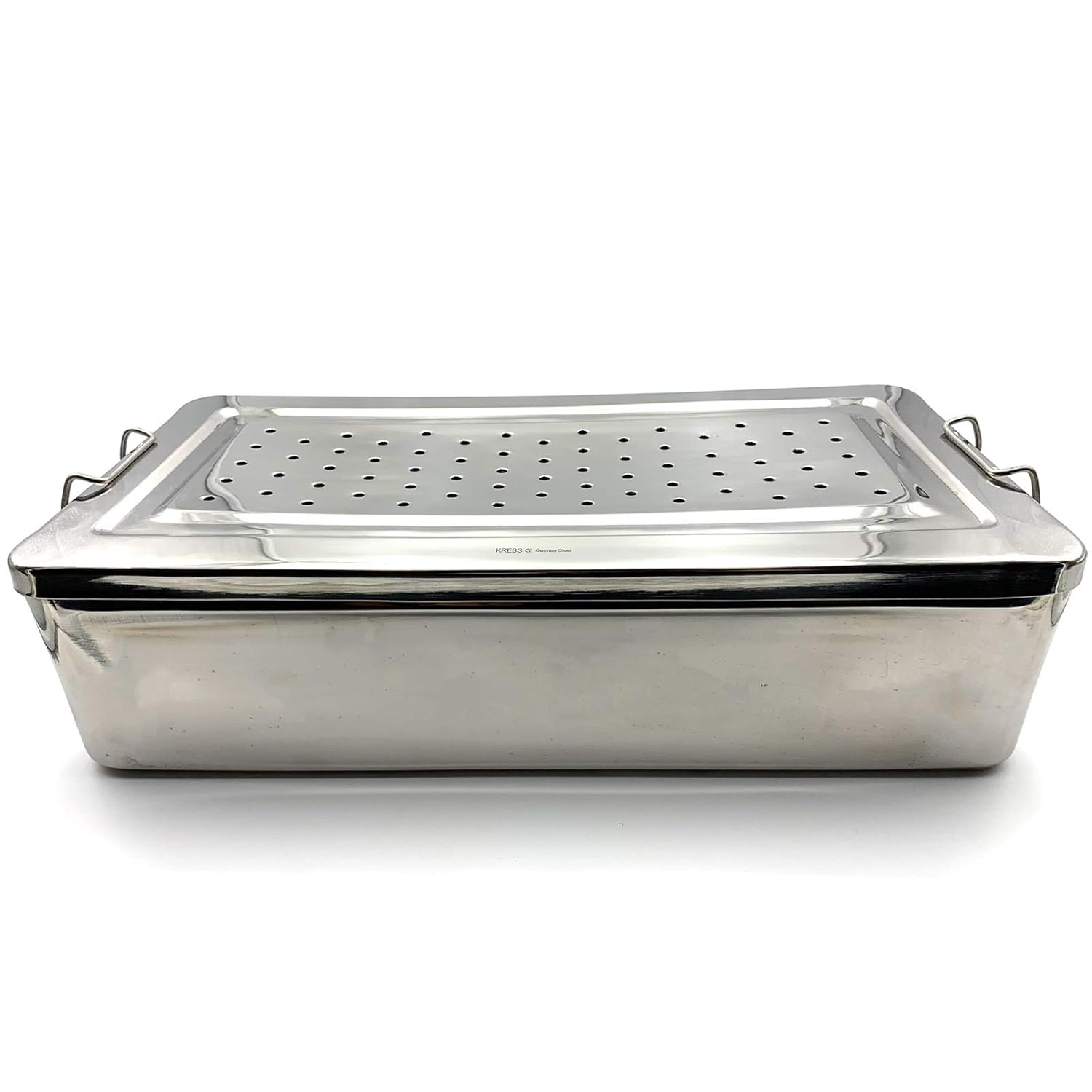 Stainless Steel Sterilization Tray w/Perforated Lid 14'' x 8'' x 4'' (35 x 20 x 10 cm)