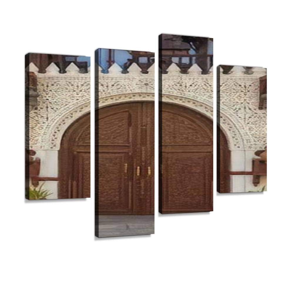 Old city in Jeddah, Saudi Arabia known as Historical Jeddah Old and Canvas Print Artwork Wall Art Pictures Framed Digital Print Abstract Painting Room Home Office Decor Ready to Hang 4 Panel