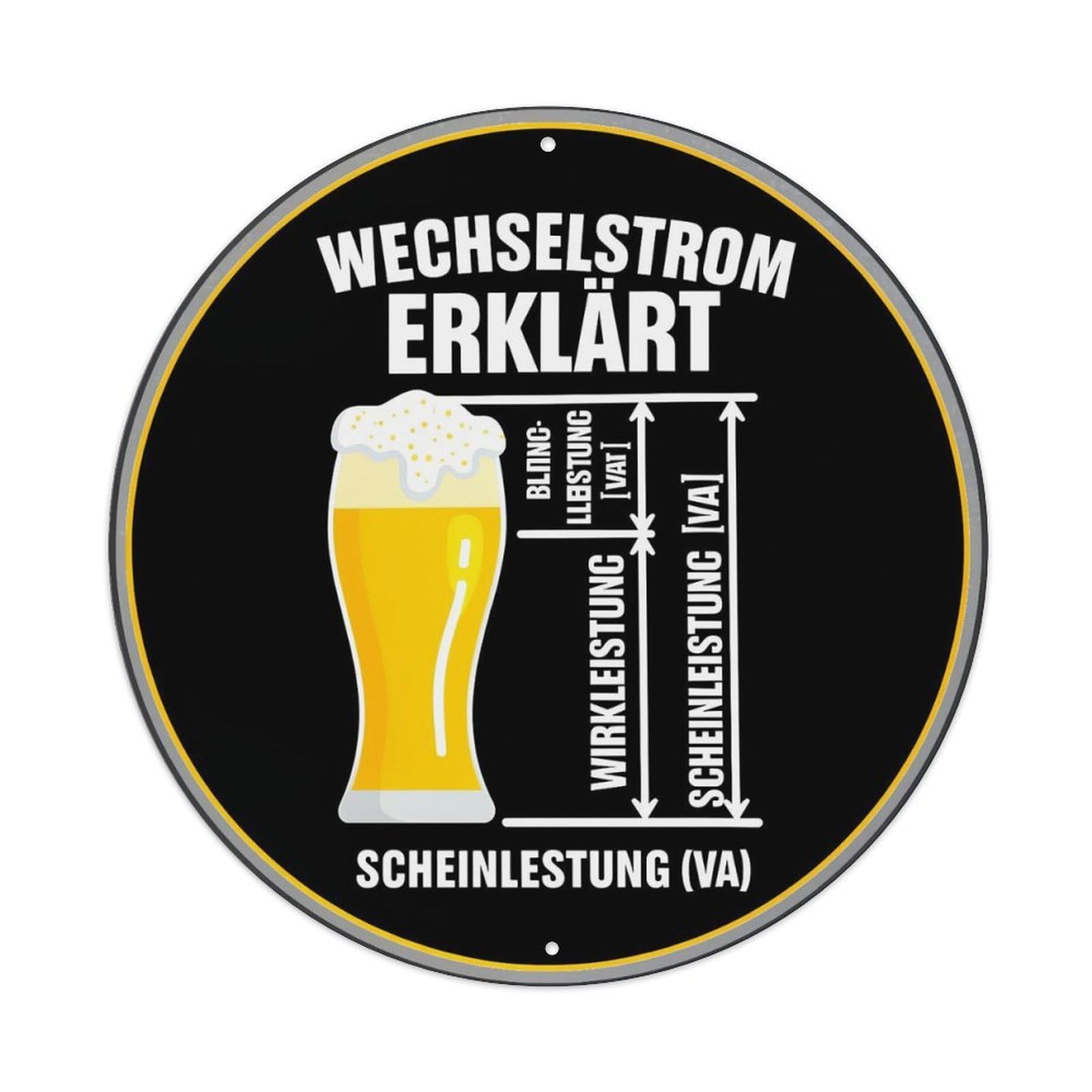 Wechselstrom Erklärt Beer Glass Diagram Tin Sign Metal Poster Vintage Metal Signs for Home Man Cave Bar Cafe Kitchen laundry room Wall Decorations Gift 8x8Inch