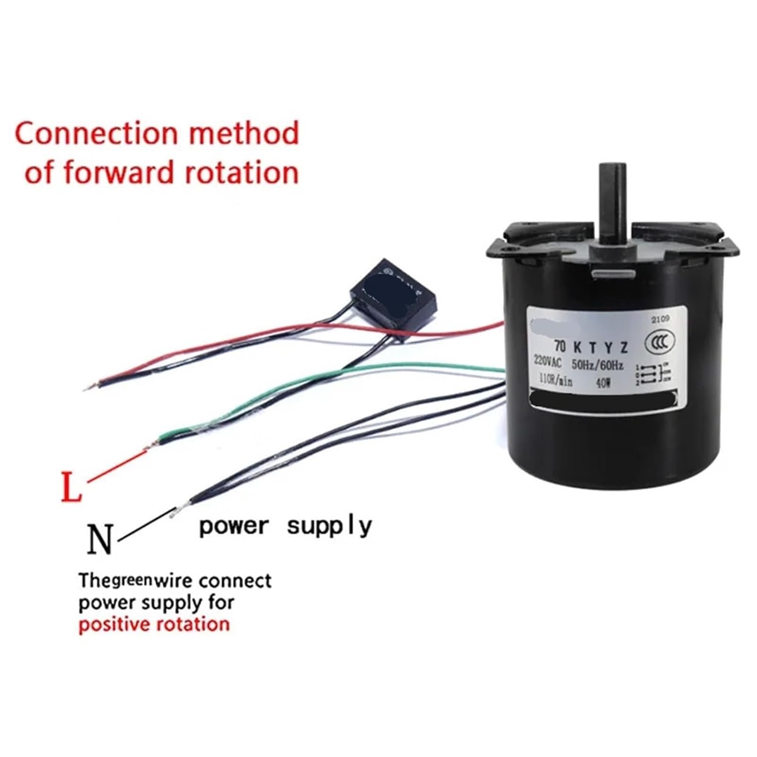 160KG 70KTYZ 40W AC110V220V AC Permanent Magnet Synchronous Motor CW/CCW Low Speed Motor 2.5/5/10/15/20/30/50/60/80/110rpm