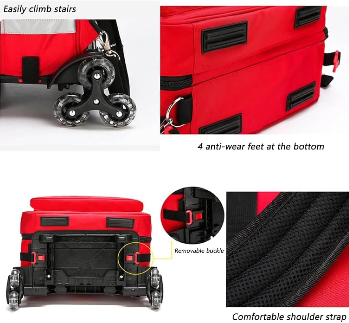 Torba medyczna na kółkach z kółkami, pusta apteczka pierwszej pomocy, przenośna torba pielęgniarska ze zdejmowanymi przegrodami i paskami na ramię do EMT i EMS