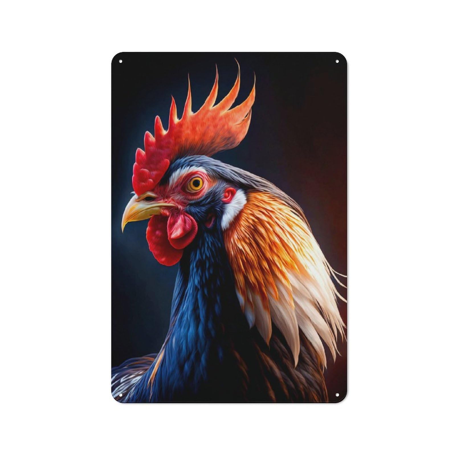 Garage Style Metal Wall Sign 30x20cm Featuring Rooster, Garage Wall Decor for Garage, Hobby Room, Office Or Man Cave