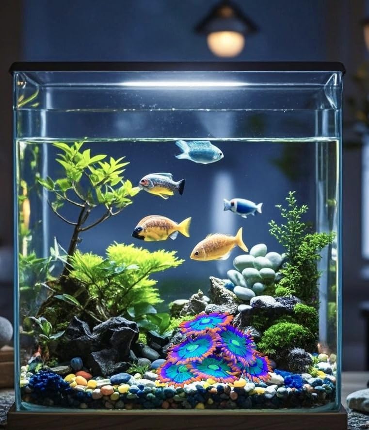 Image of ZtohPyo Glowing Effect Soft Anemone Aquarium Fish Tank Decorations Silicone Glow in The Dark Artificial Ornament Plants for Aquarium Landscape Small /Large Fish Bowl Decor Accessories