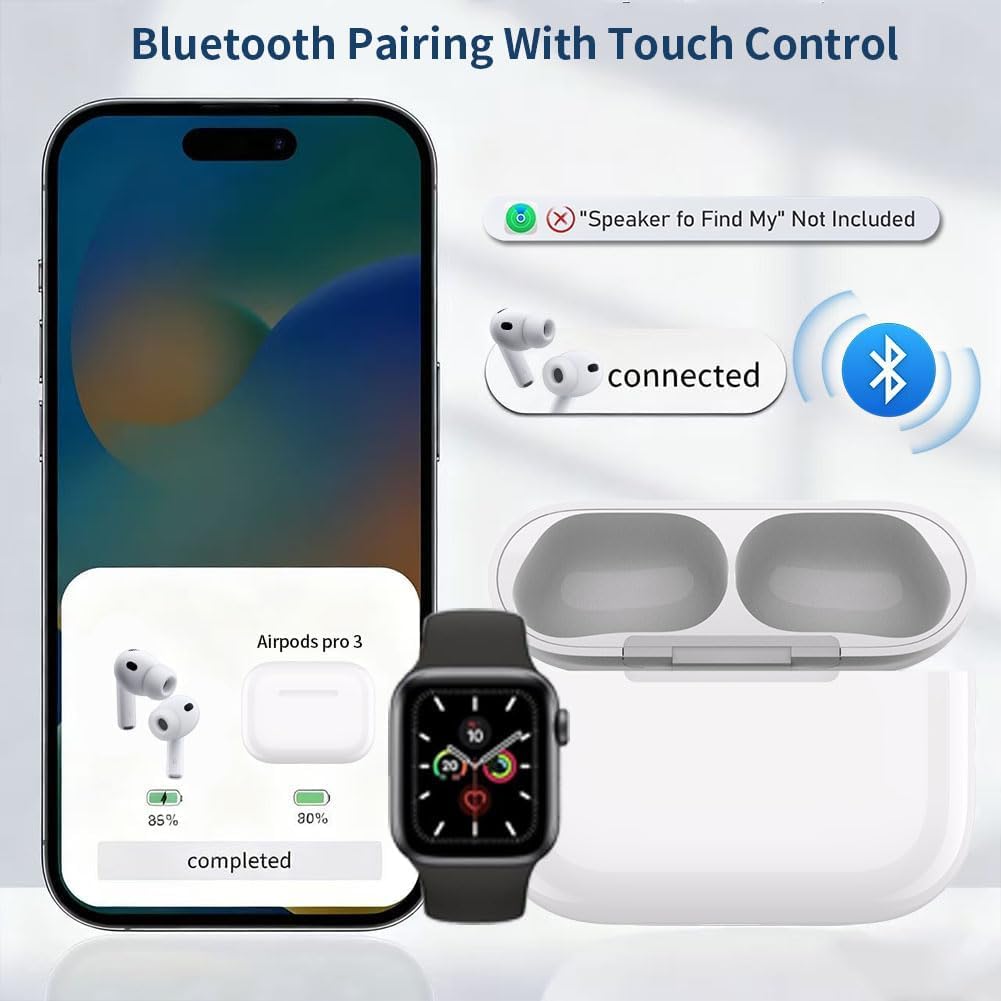 Yiko Custodia di ricarica wireless di ricambio compatibile con AirPods Pro 3 (2025), custodia di ricarica wireless con pulsante di sincronizzazione e accoppiamento Bluetooth (cuffie non incluse)