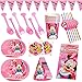 CYSJ 60PCS Set de Fiesta de cumpleaños de Minnie Disney Mickey Mouse Party Decoration Set Platos Tazas Servilletas Pack de Fiesta reciclable Mickey Mantel Sirve para 6 Invitados