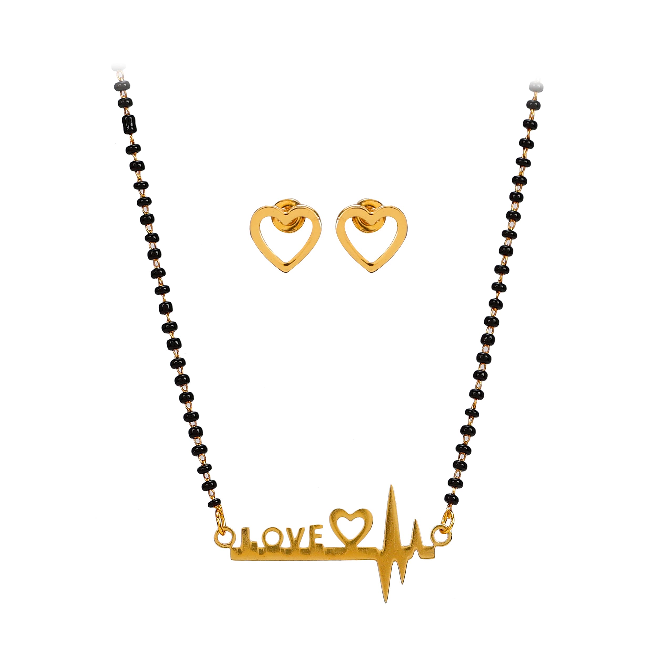 YouBella Jewellery Celebrity Inspired Gold Plated Managalsutra Pendant With Chain and Earrings (Style 1) (B09FHRD3L1) Amazon Price History, Amazon Price Tracker