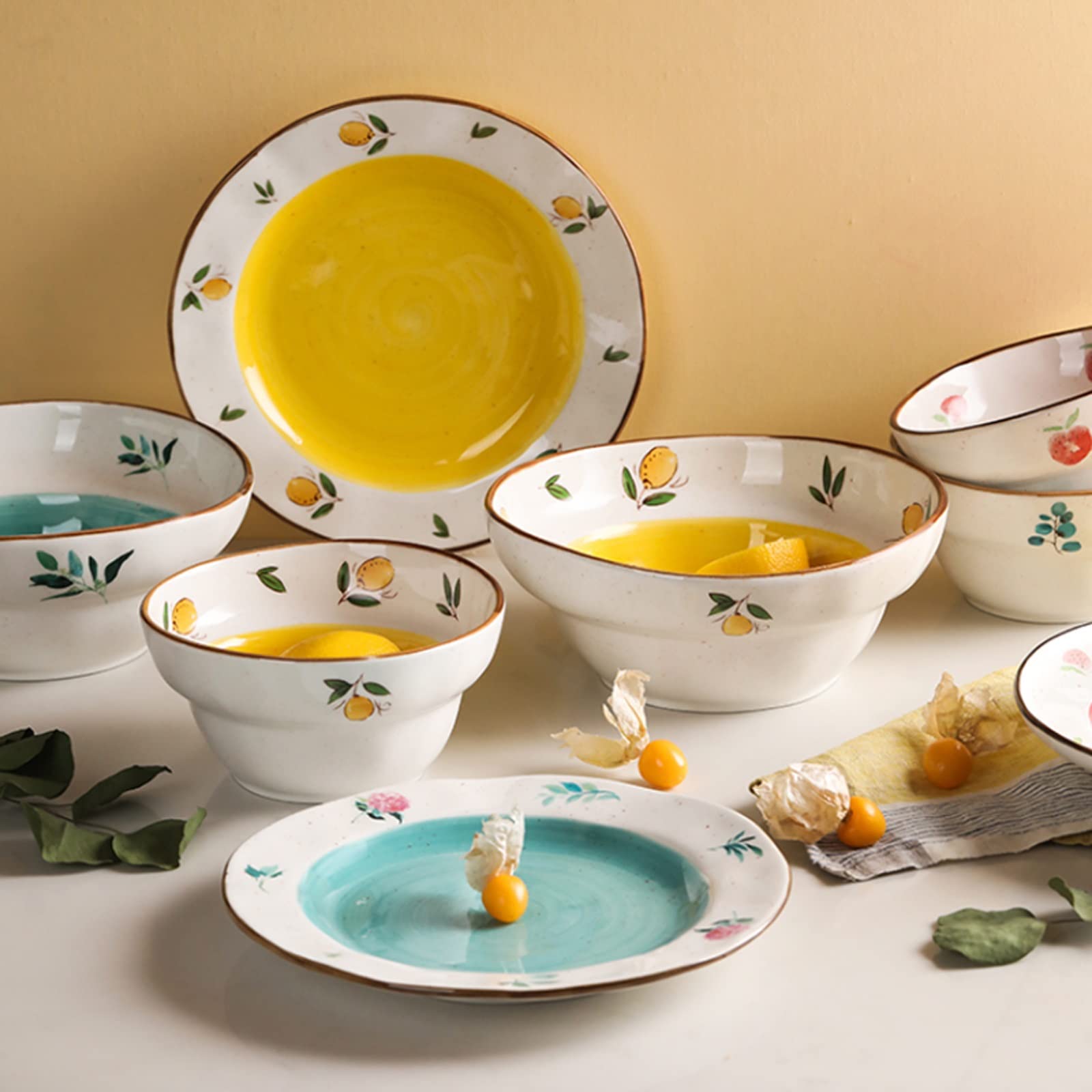 Tazón de cereal Sopa de ensalada Ramen Tazón, Pasta de cereales de porcelana de porcelana fina apilable Sistemas de cuenco, -capacidad Cuencos de cerámica de microondas Tazones de sopa para cocina