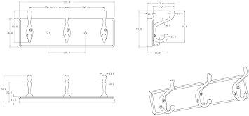 Richelieu | Wood Hook Rack with 4 Metal Coat Hooks, Matte Nickel and White