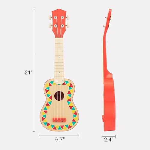 Miniatura 14 de Ukelele soprano 21"/53cm principiantes, estudiantes niños guitarra (rojo)