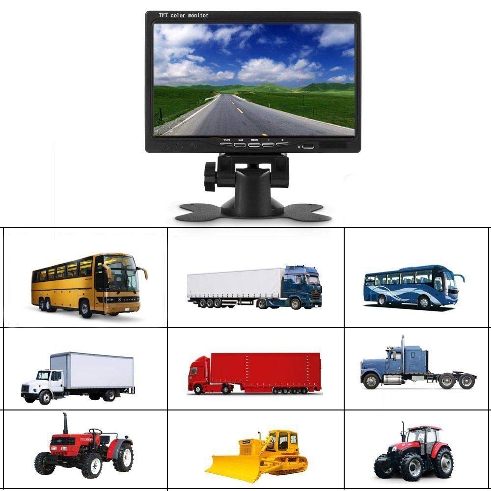 DC 12V-24V 7" HD 800 x 480 TFT LCD Couleur de Voiture Moniteur de Vue arrière de Sauvegarde de recul avec télécommande pour caméra de recul Caméra de recul Caméra de vidéosurveillance Lecteur de DVD