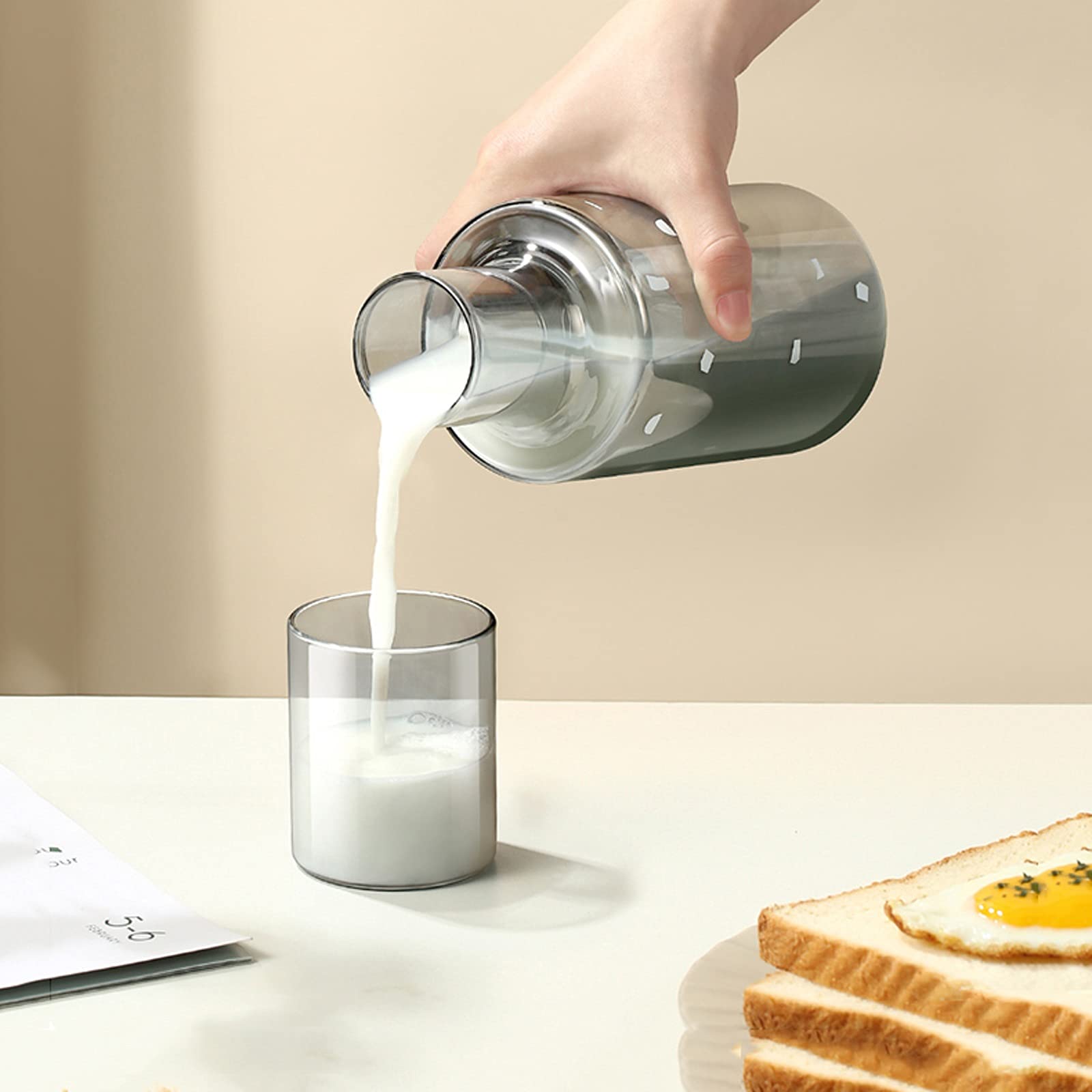 Jarra for crema, jarra for crema, jarras for té helado Jarra de vidrio de borosilicato de 33,8 onzas de alto contenido en agua con taza de agua Jarra de agua fría resistente a altas temperaturas Jarra