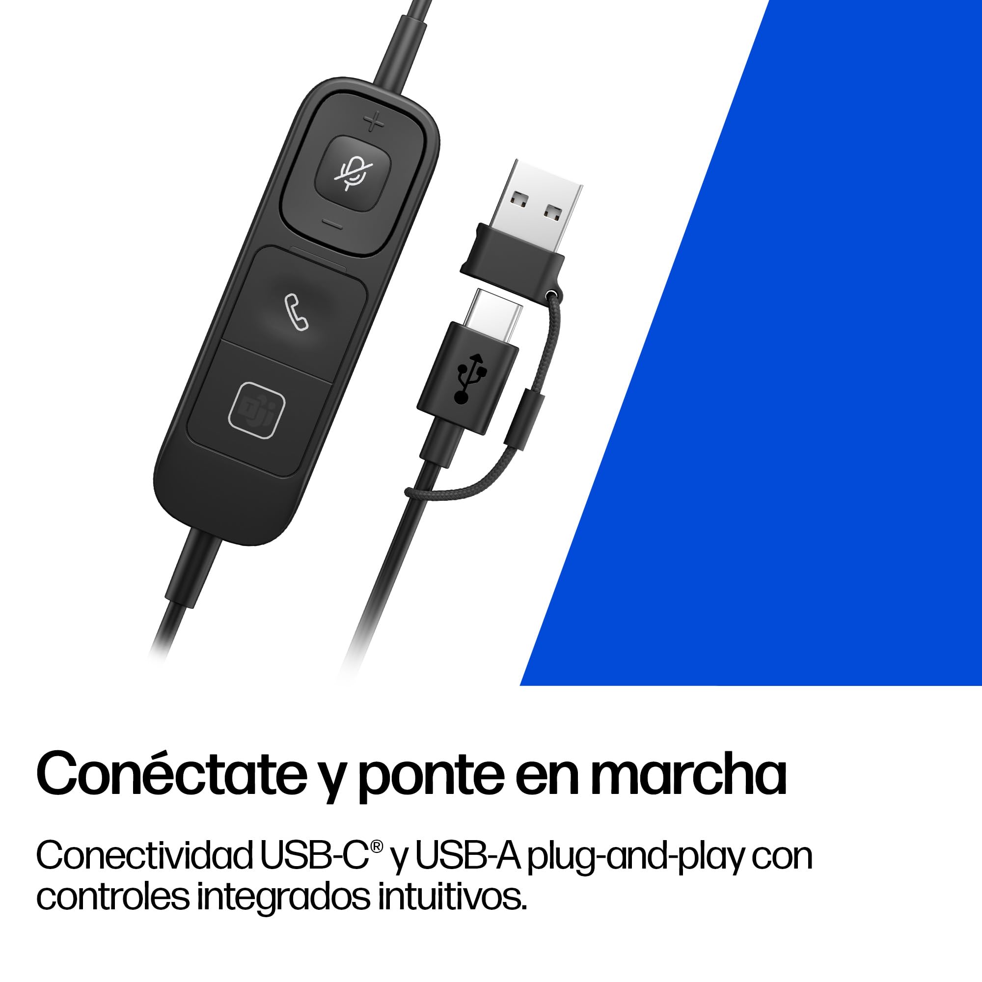 POLY HP Mission 820 Auricular USB-C Estéreo con Cancelación Activa de Ruido (ANC), Aíslate del Ruido y Concéntrate, Micrófono con cancelación de Ruido con IA, PC y Mac