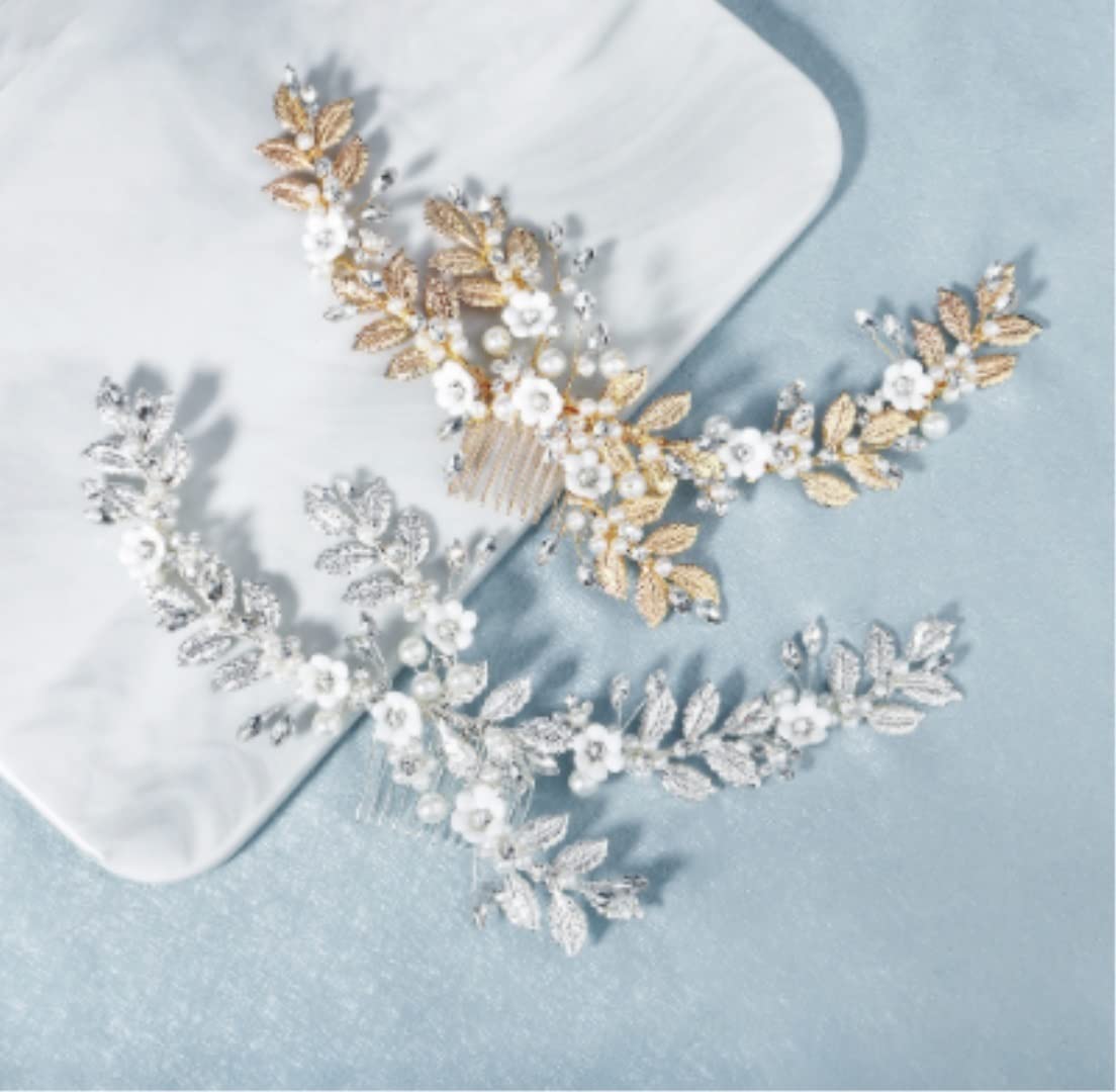 Grzebień do Włosów dla Panny Młodej Akcesoria do grzebieni bocznych dla kobiet z pomponem Retro ozdobne klipsy do włosów z grzebieniami Rhinestone Flower Spinka do włosów Grzebień do Włosów ślubna (B