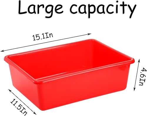 Miniatura 2 de WUWEOT Paquete de 5 cubos de almacenamiento grandes, 15 x 11.5 pulgadas, organizador apilable de plástico para aula, cesta de juguetes multiusos