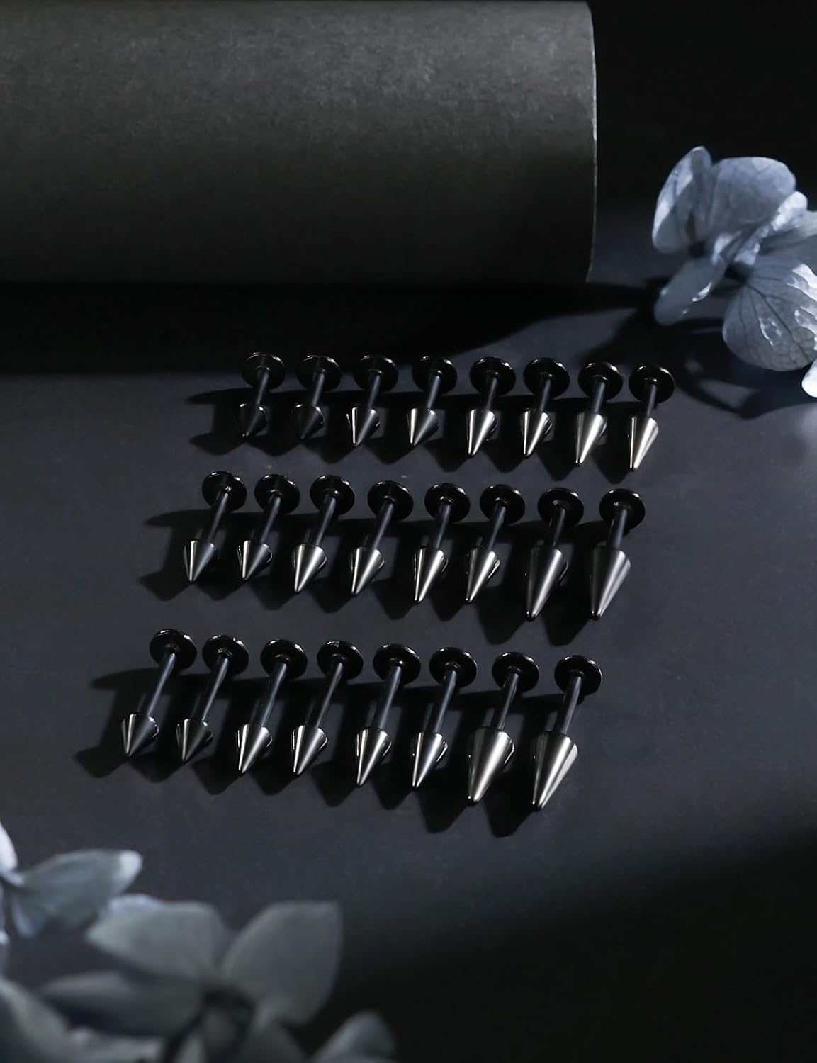 20G 18G 16G Spike Snake Bite Jewelry Flat Back Earrings Nose Studs Surgical Steel Tragus Forward Helix Conch Cartilage Lobe Earring Medusa Labret Monroe Lip Ring Piercing Jewelry for Women Men