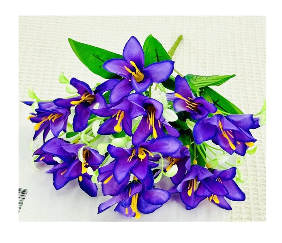 SPHINX Artificial Lily Flower Bunch/Bouquet 18 Heads – 36 cm | Faux Flowers for Home Decor, Gift Hampers, Trousseau Packing, Festivals, Celebrations, Housewarming, Gift Packing- (1, Violet)
