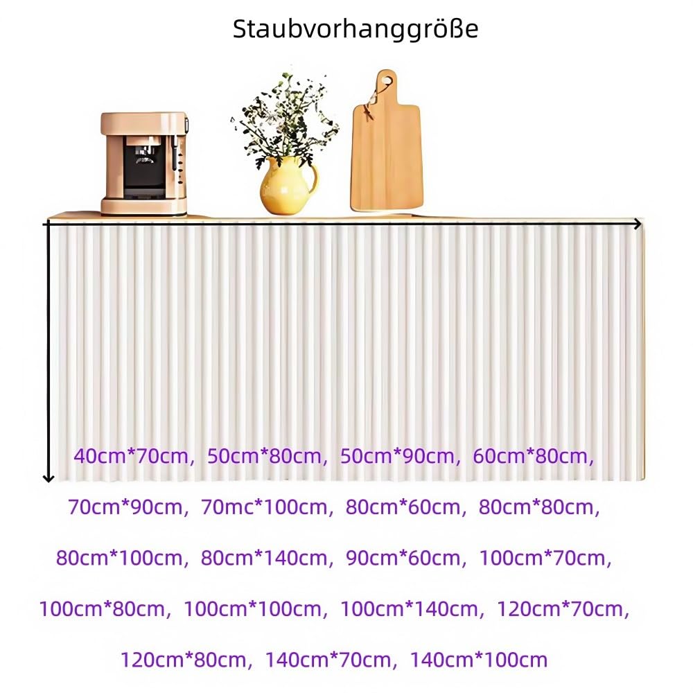 Mit Gleitschiene Staubdichter Vorhang für Regale Verdickter Leinenstoff Wasserdicht, schimmelresistent, sonnenbeständig Küche und Offenes Regal(Schwarz,120cm*80cm)