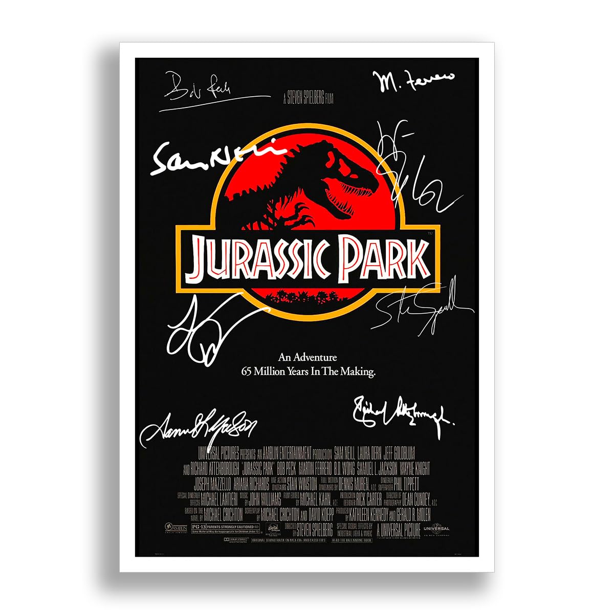 Mounted Gifts Jurassic Park Cast Signed A4 Poster Photo Print Framed Autograph Gift Movie Film Sam Neill Laura Dern Jeff Goldblum (A4 POSTER ONLY)
