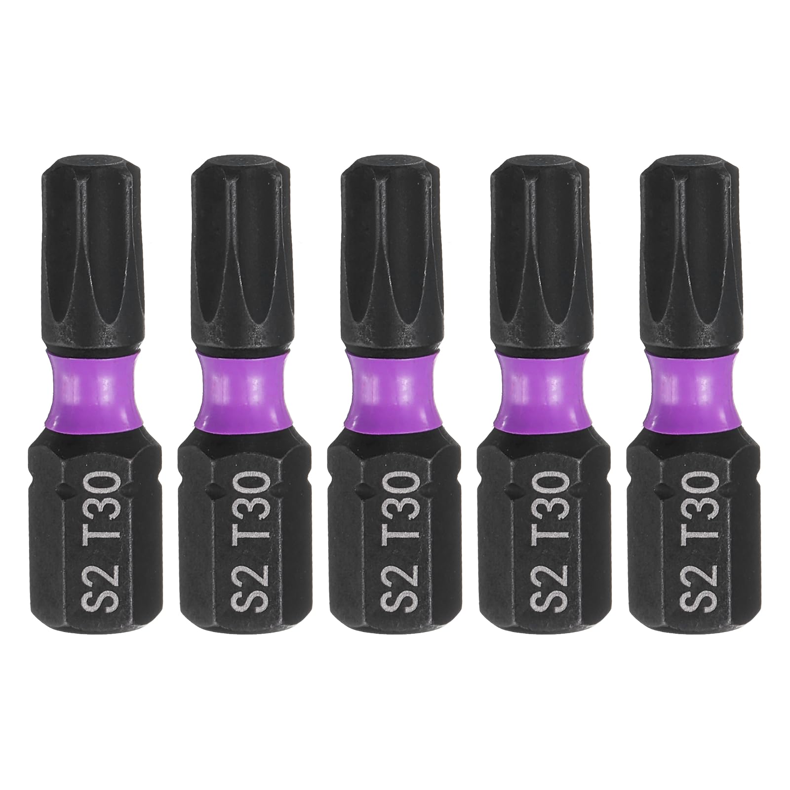 sourcing map 5pcs T30 Torx Screwdriver Bit 1/4" Hex Shank 25mm/1" Length Magnetic Star 6 Point Head S2 Steel Screw Driver Bit for Electric Manual Screwdrivers Precision Repair