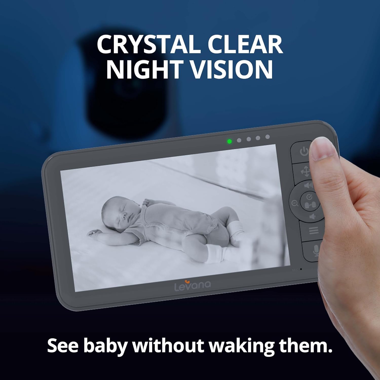 Levana Nala Video Baby Monitor, schermo da 5,5 pollici 1080p, 2 telecamere PTZ con visione notturna, durata della batteria 22 ore, batteria 5000 mAh, senza WiFi, conversazione bidirezionale, 1000