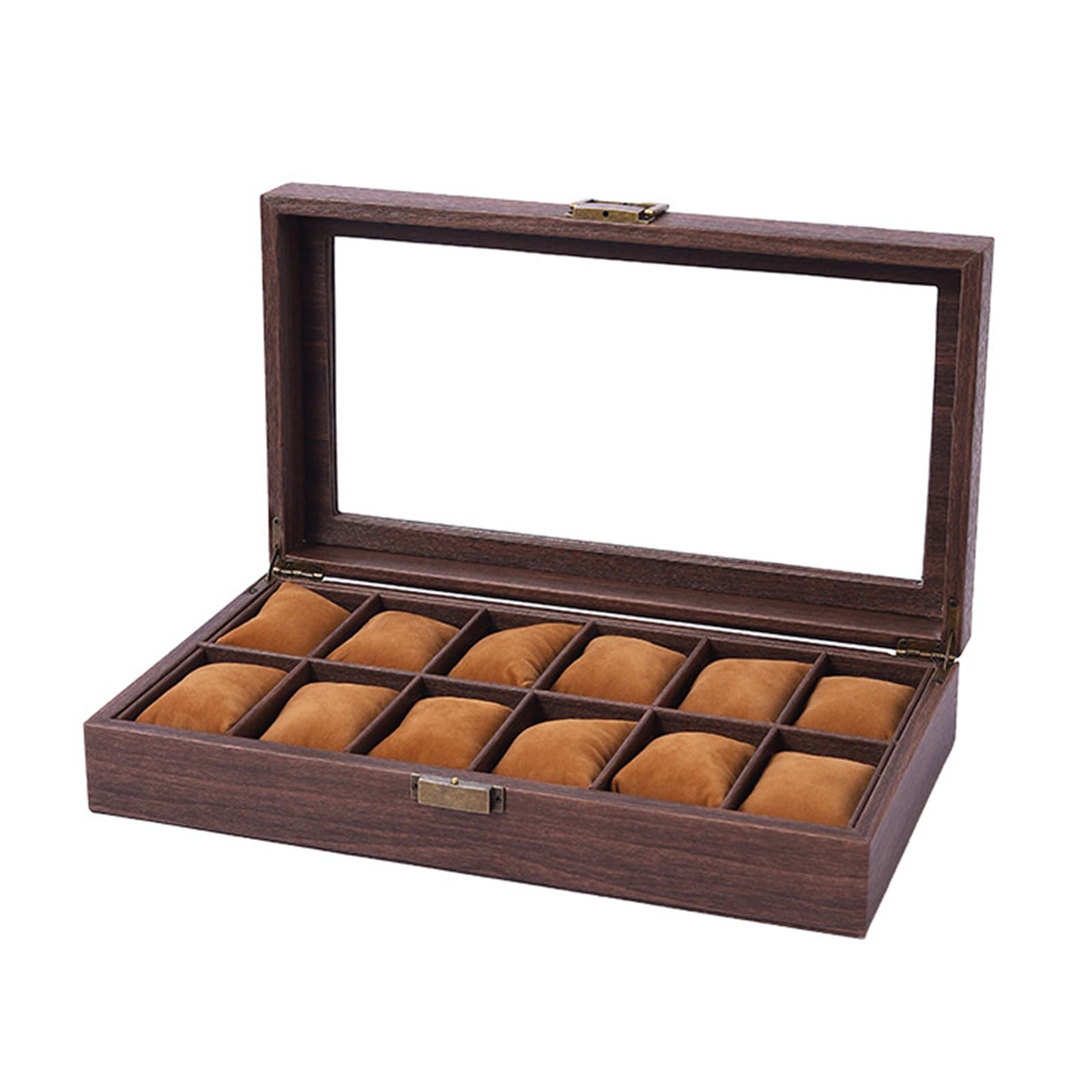RAFGALDEX Wood Watch Storage Box 2/3 / 6/10 / 12 Slot Watch Organizers Cases Jewelry Display Gifts Box Display Holder Wood Storage Organizers with Lid and Pillow