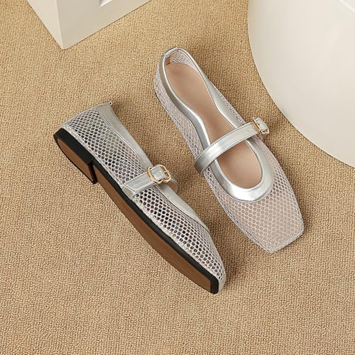 Womens Mesh Ballet Flats Fishnet Comfortable Mary Jane Flat Shoes Dressy Casual Ballerina Walking Flat Shoes3