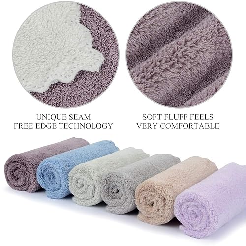 Miniatura 8 de SUNLAND Paño facial de microfibra reutilizable, removedor de maquillaje, toalla de limpieza facial ultra suave, 12 x 12 pulgadas, paquete de 6