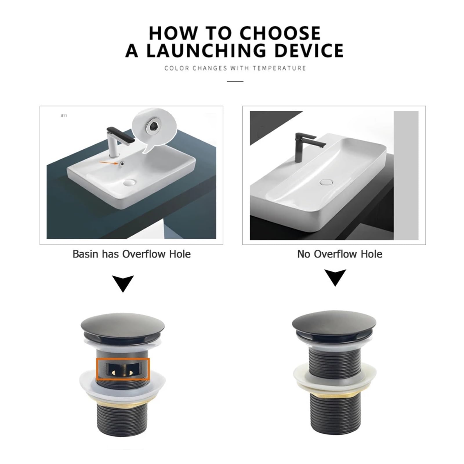 1 Uds., negro, lavabo de baño, trampa for botellas, fregadero, residuos, sifón, Kits tuberías, tapón, accesorios drenaje Para Bricolaje(Black set No hole)