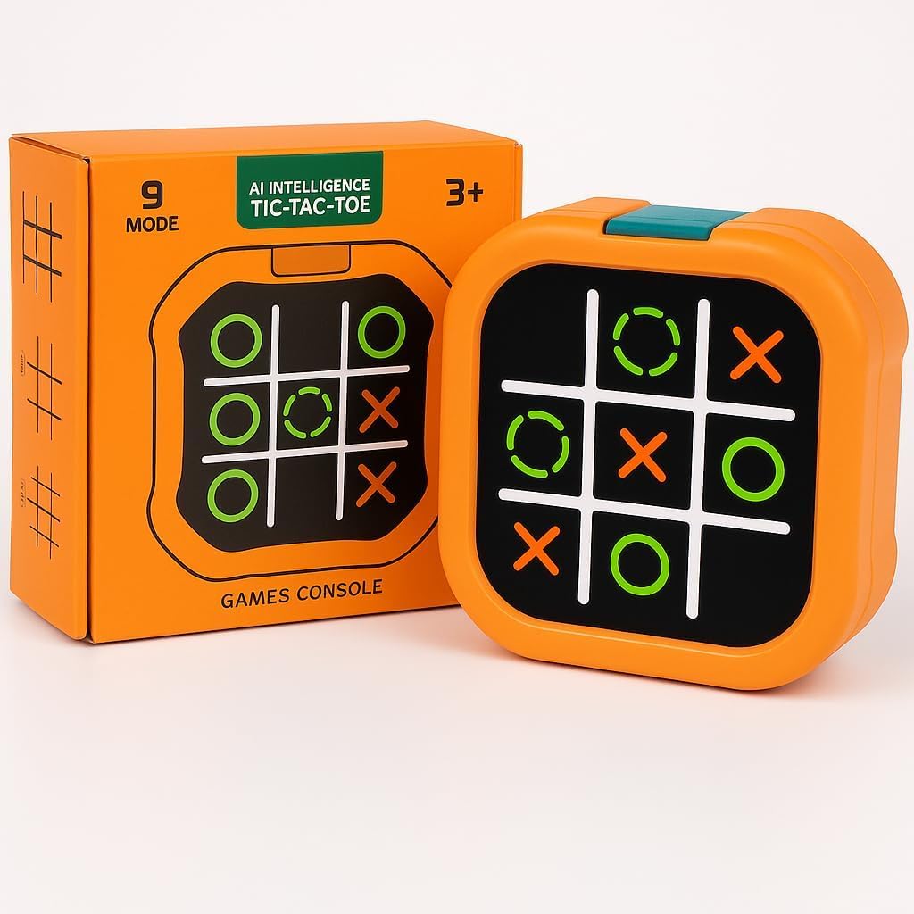 Tic Tac Toe Bolt Game, Noughts and Crosses Game, Memory Logic Handheld Puzzle Toy for Travel, Kids & Adults Brain Challenge Toy