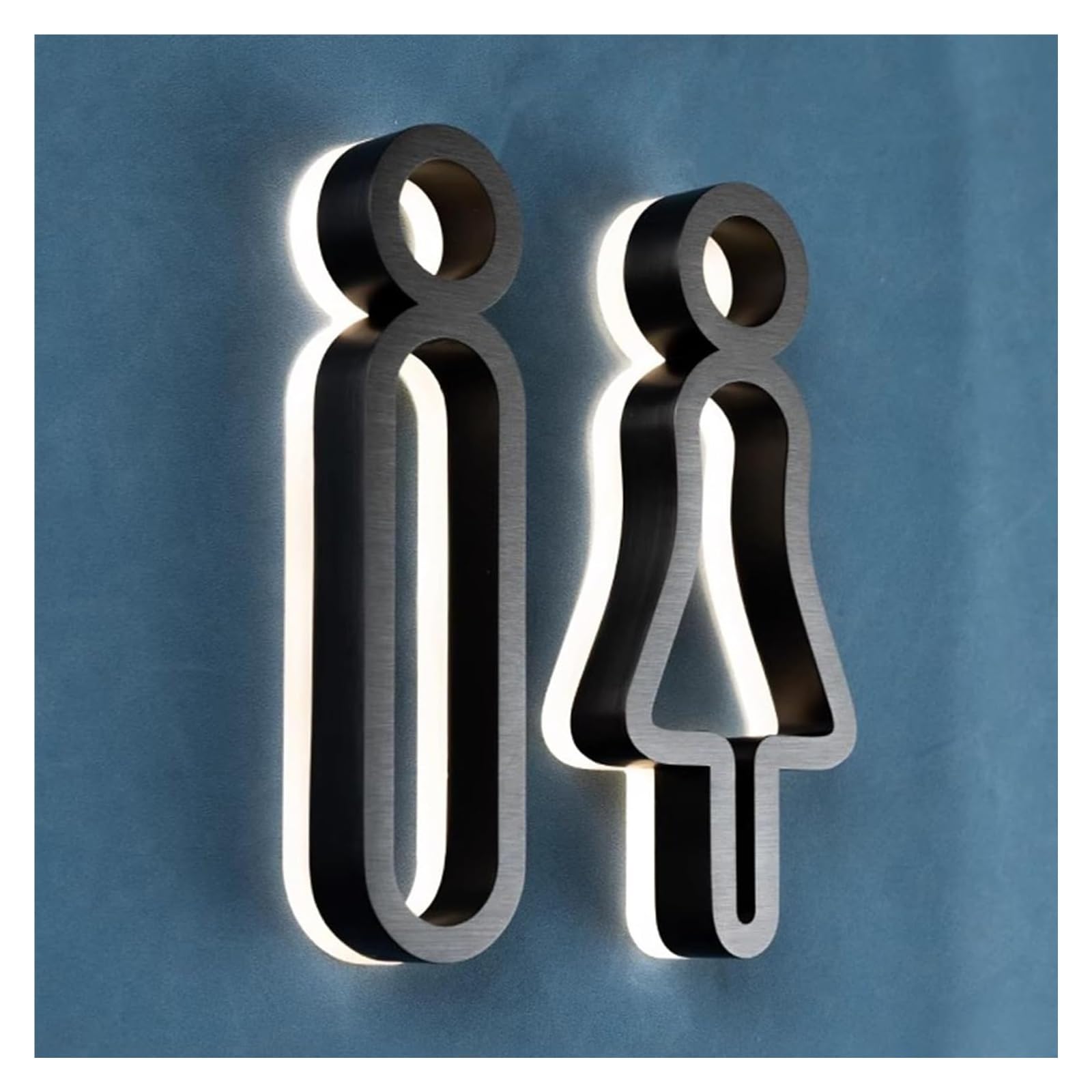 Carteles para aseos, 2 piezas, señales de orientación for baño acero inoxidable, alto 8 pulgadas