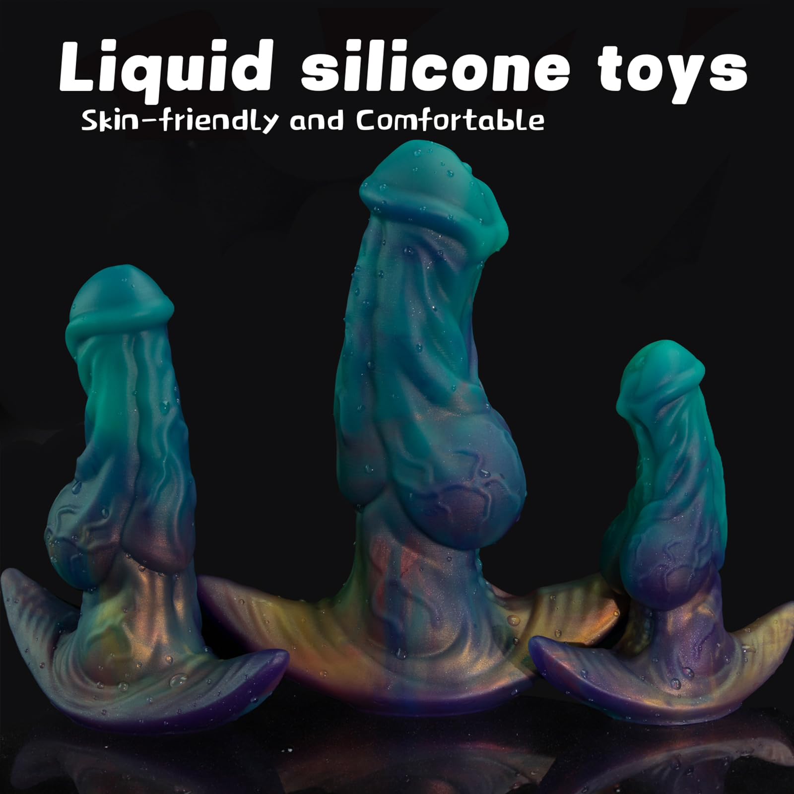 AMAZBEE Consolador gigante para masaje prostático Consoladores anales de silicona con nudos Dilatador anal portátil con base en T Juguete sexual para adultos (L)