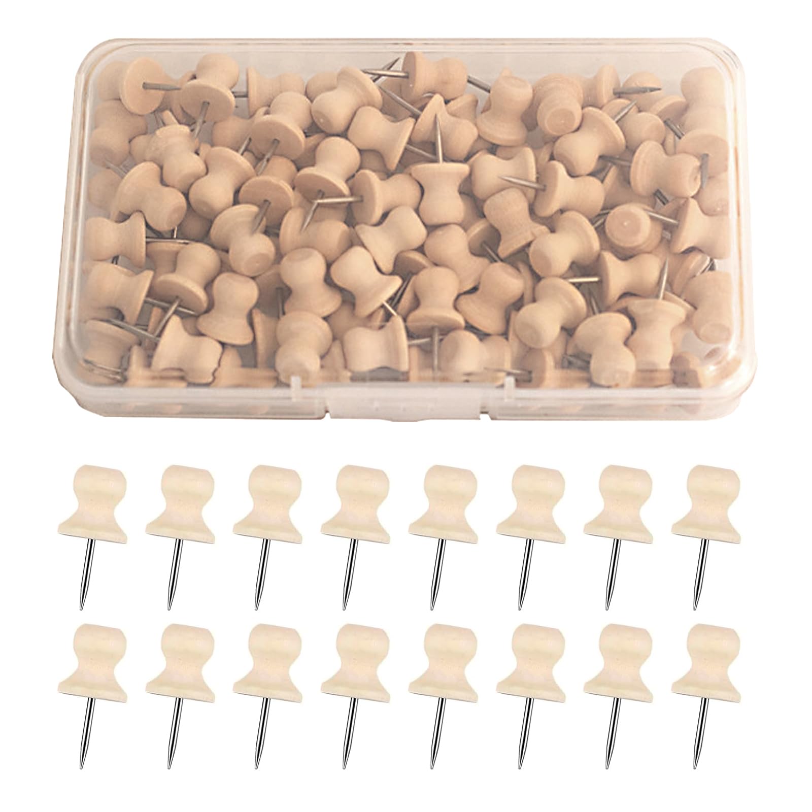 Wood Drawing Push Pins for Cork Board 80 Pcs Wooden Thumb Tacks Pins for Pinboard Push Pin Notice Bulletin Board Walls
