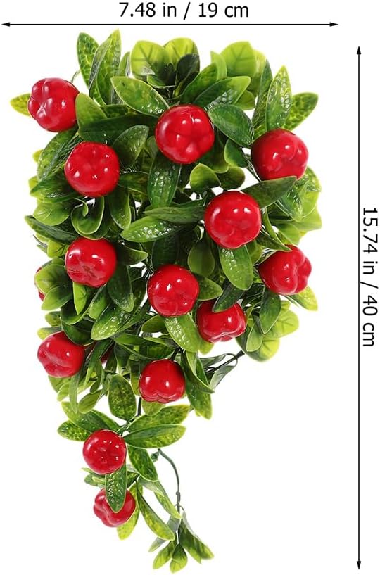 Holibanna Artificial Hanging Fruit Vine with Faux and Green Leaves 15.74X7.48X3.14 Inch Simulated Fruit Decoration for Indoor Outdoor Wall and Party Decor