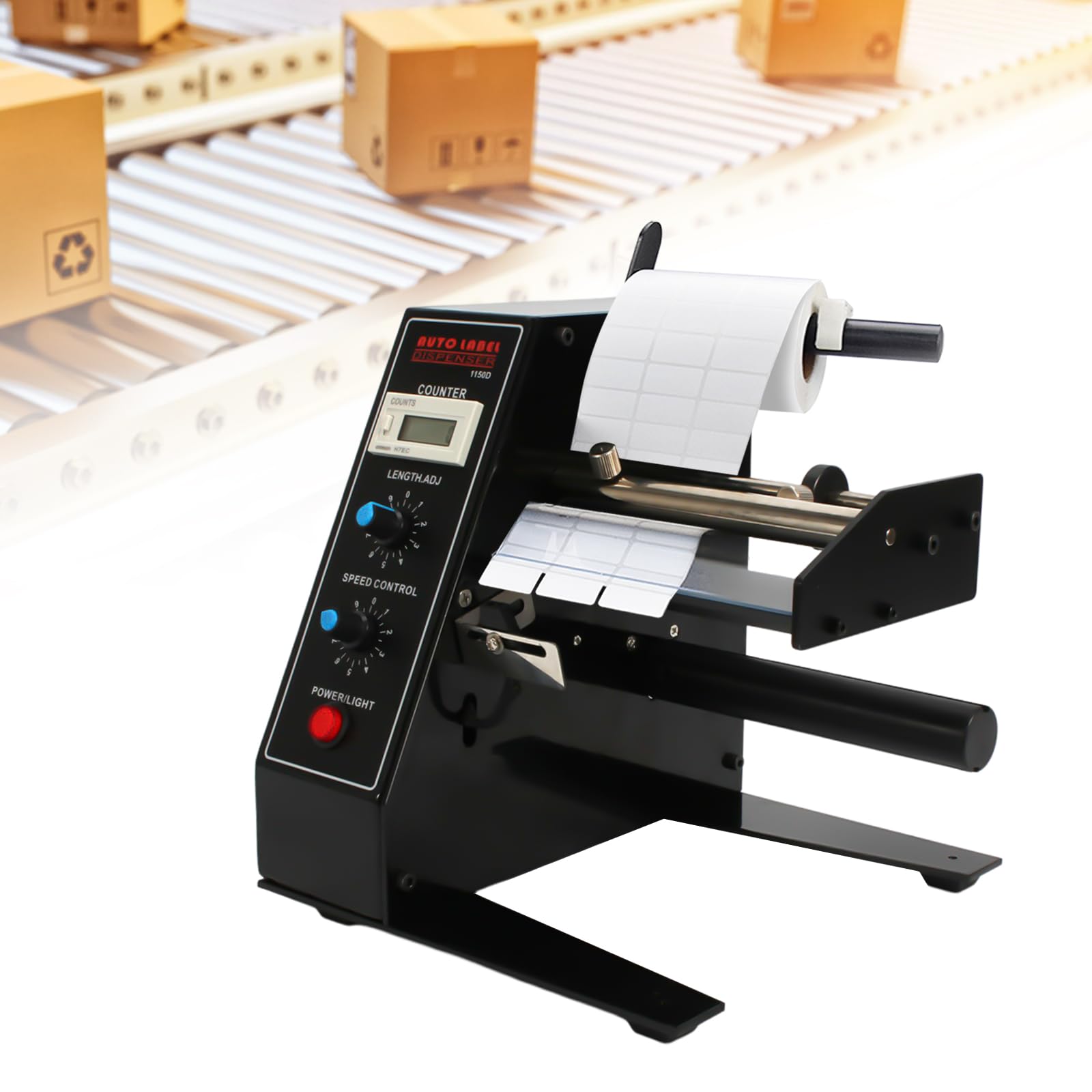 Distributore automatico di etichette: struttura in acciaio per etichette versatili, larghezza 10-115 mm, lunghezza 8-130 mm