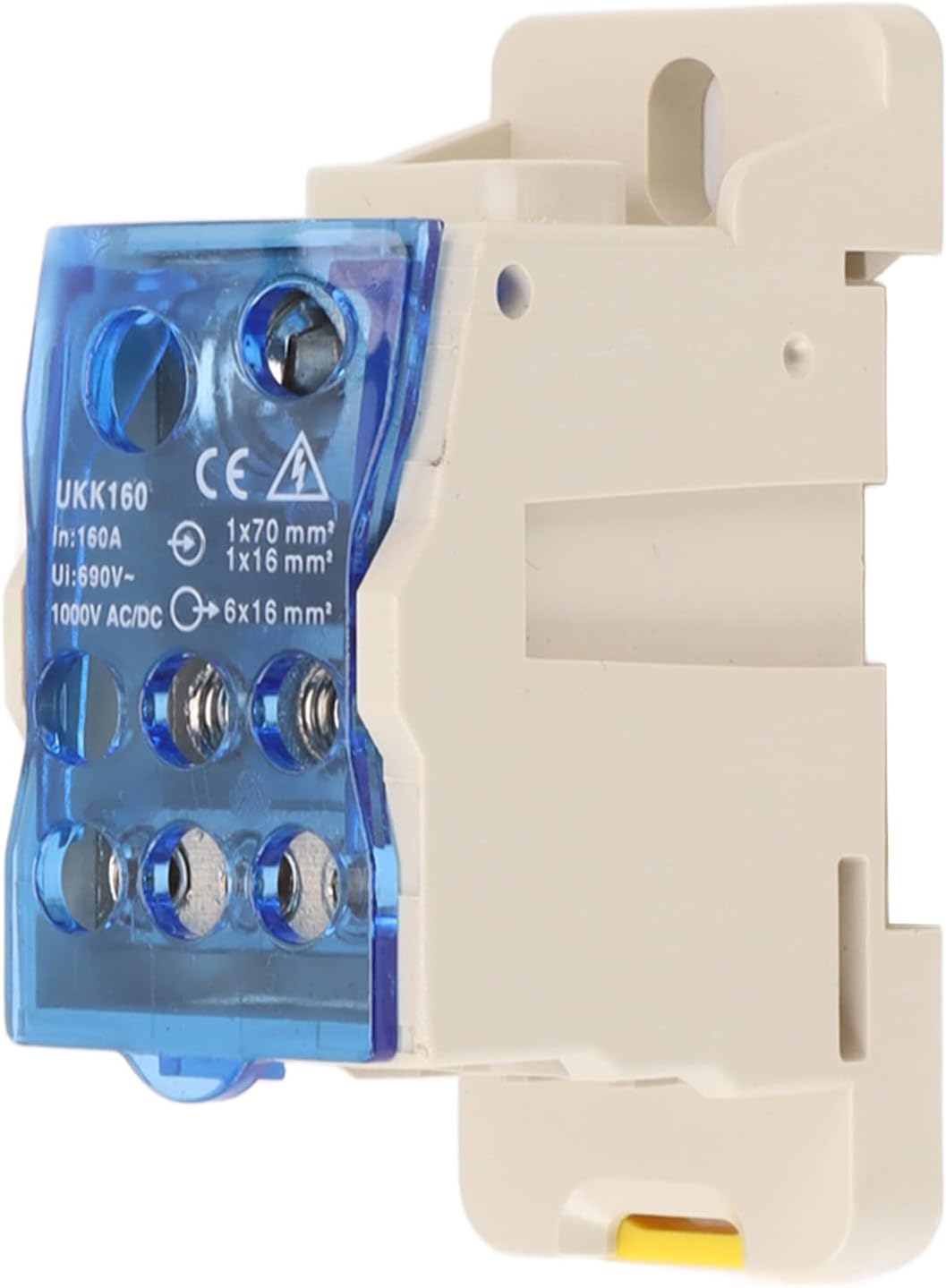 Distribution Box, AC DC 1000V Low Temperature Rise DIN Rail Mount Junction Box Standard Size for Electrical Enclosures (160A)