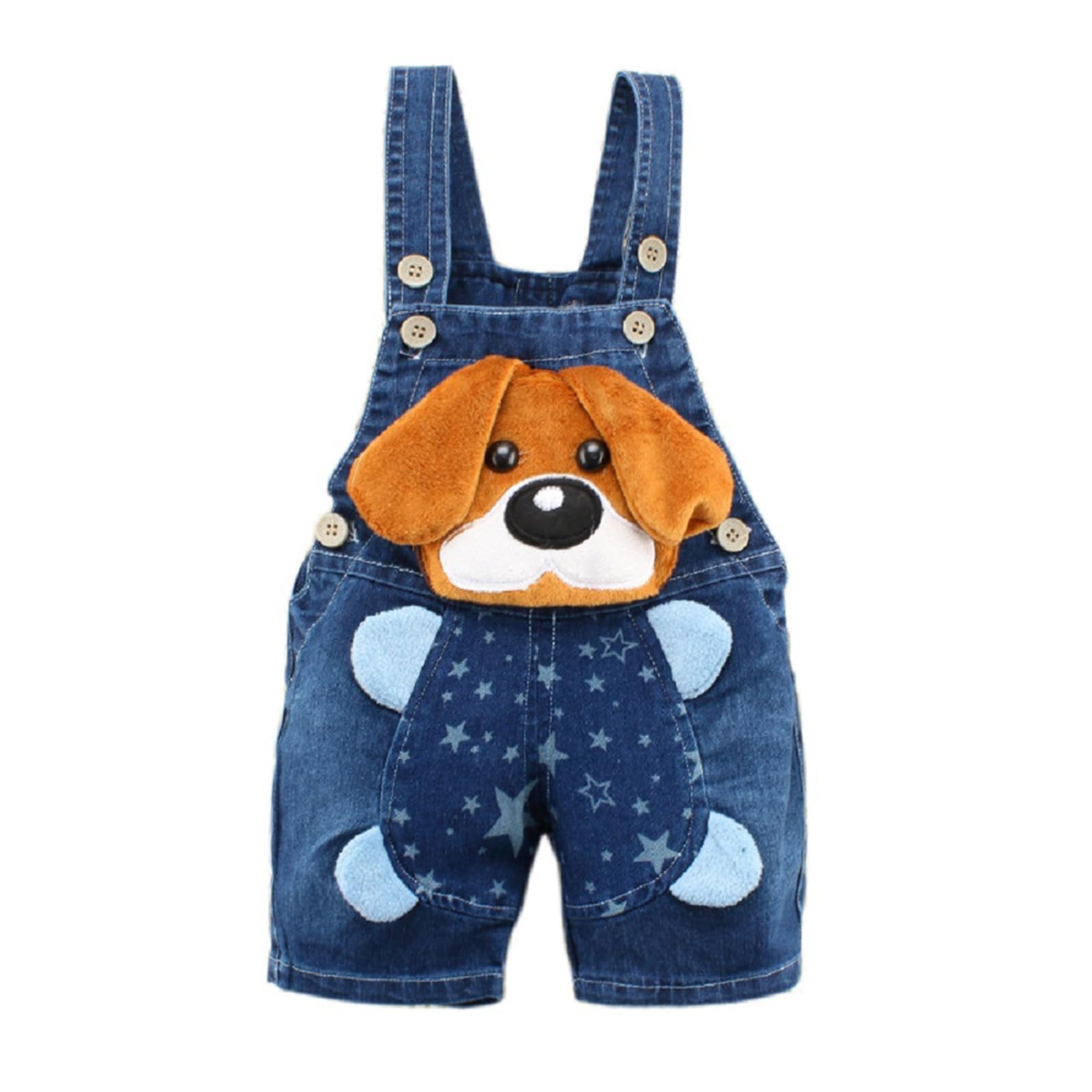 HYYSXBW Cute Baby Summer Jean Overalls Toddler Cartoon 3D Animal Denim Shortalls