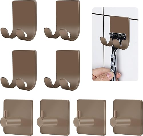 Miniatura 13 de CGBE 4 Paquetes Ganchos de Ducha para Interior de Ducha, Soporte Colgador Autoadhesivo para Afeitadora para Baño, Ganchos de Pared Sin Daños