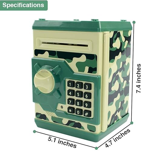 Miniatura 8 de Hucha electrónica mini cajero automático para niños y bebés, caja de ahorro de dinero, caja de ahorro de dinero, bloqueo de código de contraseña