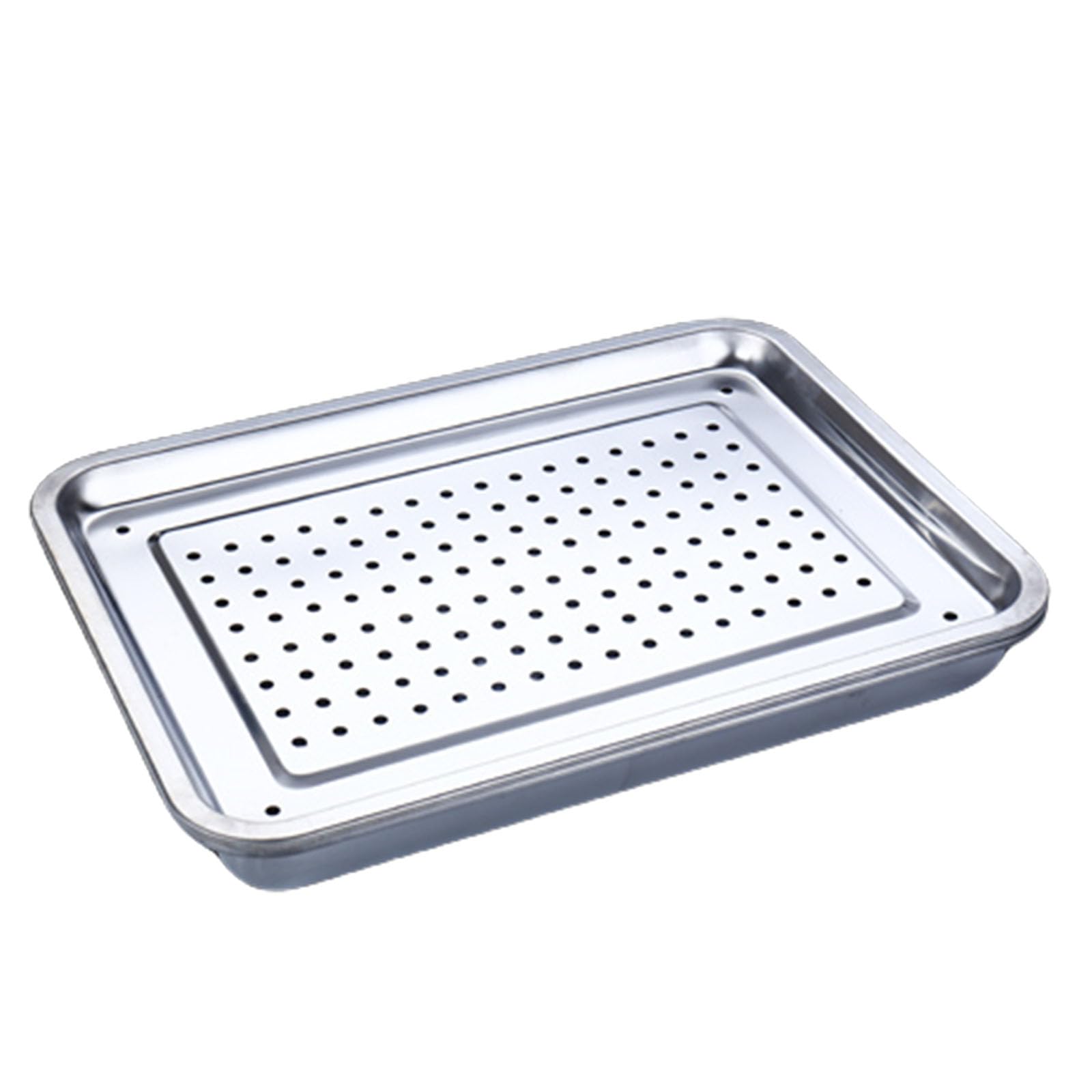 WRJAHCG Stainless Steel Storage Tray,Metal Tray,Stainless Steel Hollow Tea Tray,Tea Drainage Tray Metal Organizer Plate To Hold Fruit, Tea,Stainless Steel Tray,High/5CM,36x27CM/14''x10''