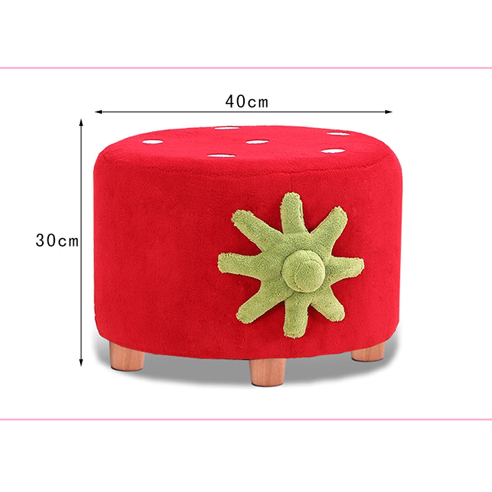 Reposapiés Redondo para niños, Dibujos Animados de Fresas para Cambiar Zapatos, taburetes, pequeño, reposapiés, tapizado, puf, Silla para niños, Dormitorio, Sala de Estar, Rojo