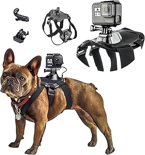 Dog Camera Mounts for Gopro,Soft and Adjustable Dog Harness Vest with 2 Mouting Bases,for Pet Chest and Back Fixation for ...