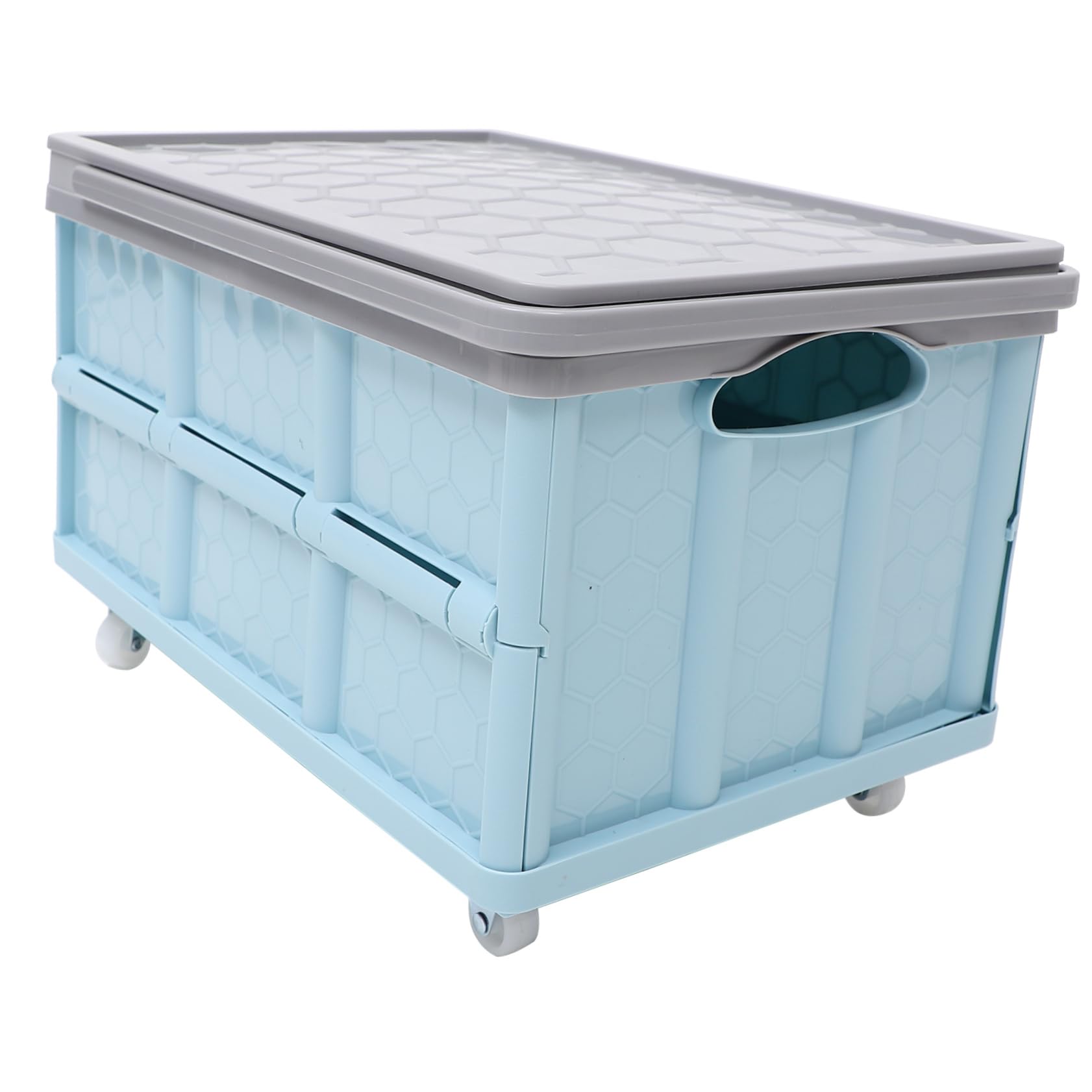 Anneome Caja de Almacenamiento de Plástico Azul y Apilable con Ruedas Gran Capacidad para Organizar Juguetes y Comestibles en Armarios o Uso Exterior