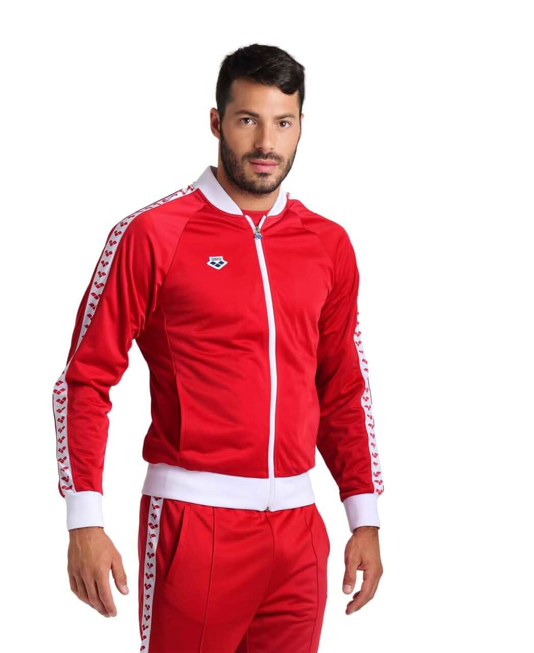 Arena Men's Team Relax IV Track Jacket Front Zip Side Pockets Warm-Up Top Lightweight Athletic Retro Cool Bomber Jacket